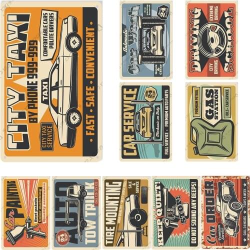 Car Service Metal Signs Poster Garage Vintage Poster Metal Plate Car Repair Metal Tin Sign Club Pub Bar Home Metal Wall Decor