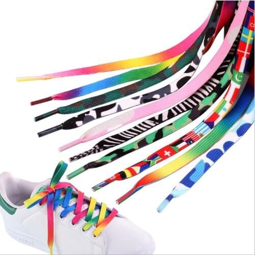 Fashion Printed shoelace decoration Pattern Colored Shoe Laces Flat Shoelace England Shoe Lace strings Bootlaces 100cm