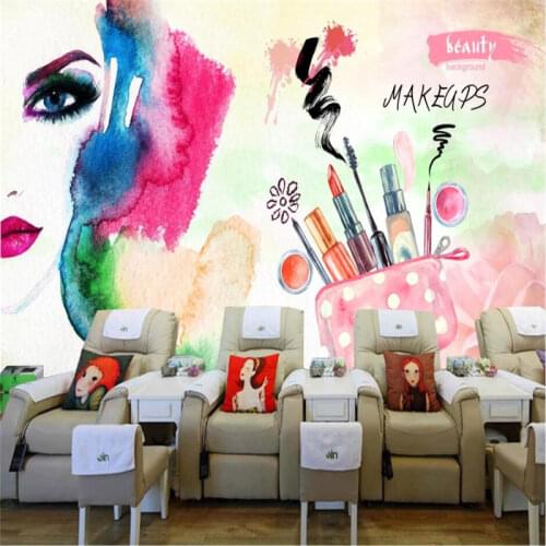Custom Watercolor Makeup Studio Beauty Salon Large 3D Mural Wallpaper Cosmetics Shop Industrial Decor Background Wall Paper 3D