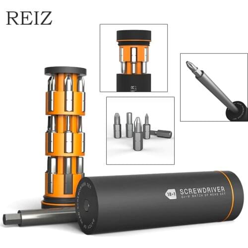 REIZ Mini Screwdriver Set 18 In 1 Precision Screw Bits Hex Torx Phillips Built-In Magnetic Rod Household Emergency Repair Tool