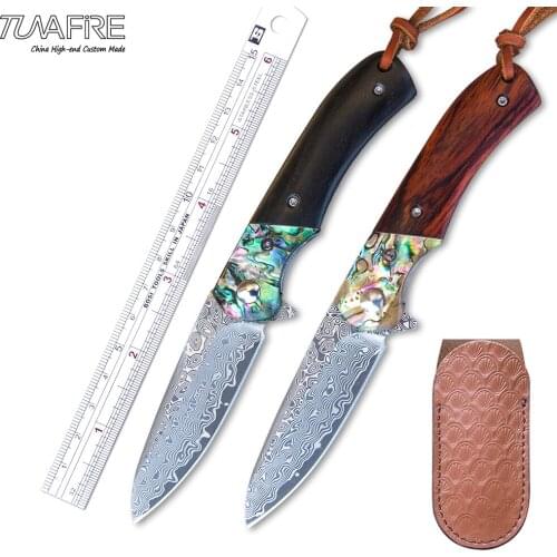 Tunafire Outdoor Pocket Knife Ball Bearing VG10 Damascus Steel Survival Camping Knives High-end Wood Handle Tactical EDC Tools