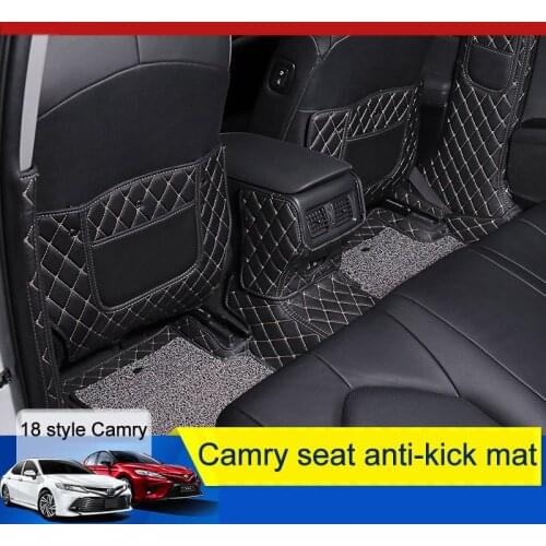 QHCP Car Rear Seat Anti Kick Mat For Toyota Camry 2018 2019 Leather Armrest Anti-Kick Pad B Pillars Protector Modified Interior