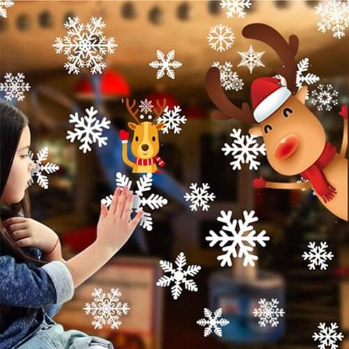 Multiple style Merry Christmas Santa Elk Christmas Sticker For Home Decoration New Year Waterproof Glass Sticker Window PVC Film