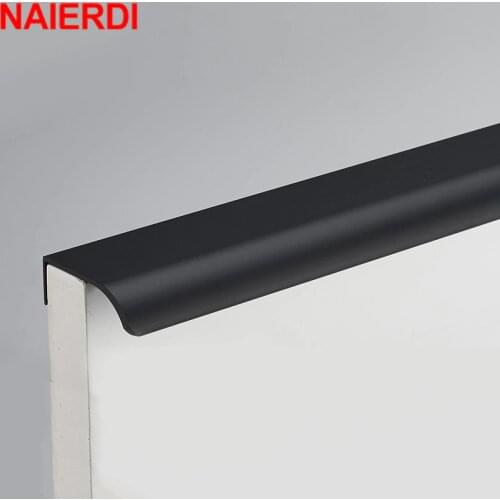 NAIERDI Zinc Alloy Kitchen Cupboard Pulls Black Silver Hidden Cabinet Handles Drawer Knobs Bedroom Door Furniture Handle