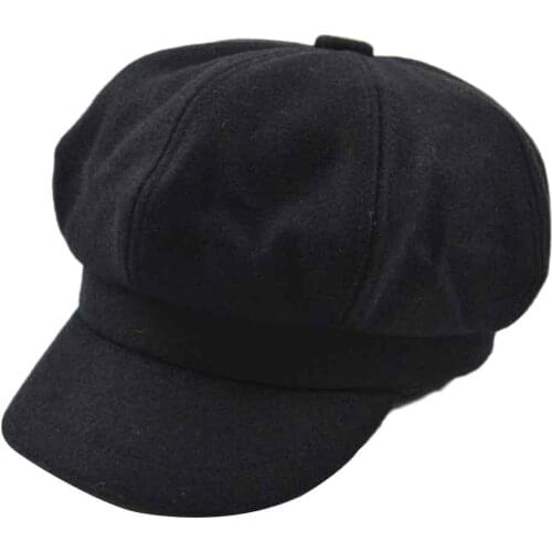Hats Retro Autumn Winter Women Girl Faux Wool Solid Color Peaked Cap Flat Hat Berets