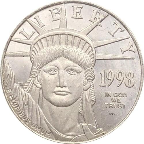 United States 1998 W In God We Trust Liberty US Coin $25 Quarter Ounce 1/4 OZ Bullion Silver Plated Copy Commemorative Coins
