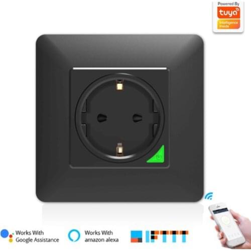 Smart Wall Socket，Tuya Smart life APP Voice Remote Control EU 16A Wifi Power Plug Works With Google Home Alexa IFTTT