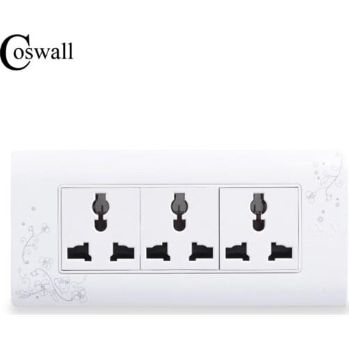 COSWALL Universal Plug Simple Style Wall Electrical Socket Multi-function 9 Hole Power Outlet With Child Protective Door