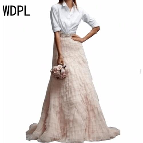 High End Custom Made Tiered Ruffles Pink Mermaid Bridal Tulle Skirts High Quality 2017 Custom Made Tutu Skirt Maxi Skirt