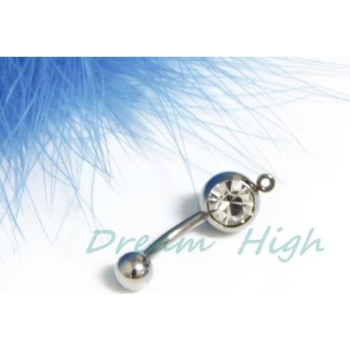 New Style Navel Piercing Belly Ring White Clear Gem O Ring Pendant Body Jewelry For Women 100pcs/lot Free Shipping