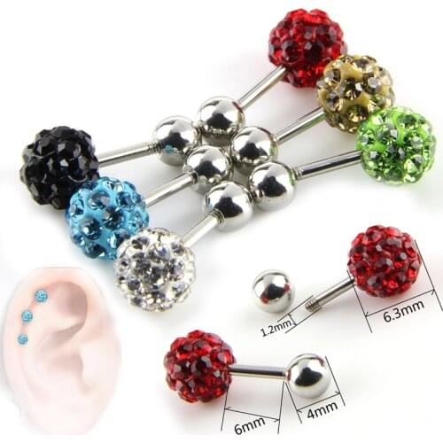 1Pc CZ Tragus Studs Helix Cartilage Ear Piercing Ferido Surgical Steel Stud 16G 3/6mm Ball Body Jewelry Ear Piercing