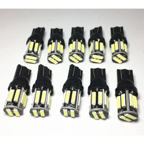 10Pcs Car T10 LED License plate lamp W5W 7020 10SMD 194 168 White Blue Motorcycle The width light Instrument Panel Lamp 12V