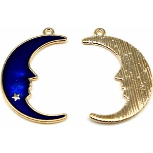 10pcs/lot--20x32mm, Moon Star cham,Antique KC Gold Enamel moon star charms,DIY supplies,Jewelry accessories