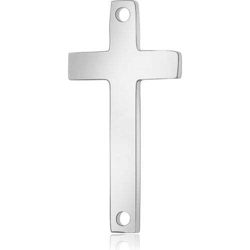 10pcs/lot 316L Stainless Steel Gold Silver Tone 10x20mm Cross Connector Charm Fit DIY Handmade Bracelet Jewelry Making Findings