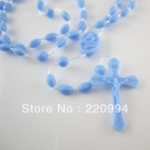 12pcs of Light Blue Plastic Rosary Rosery Rosario