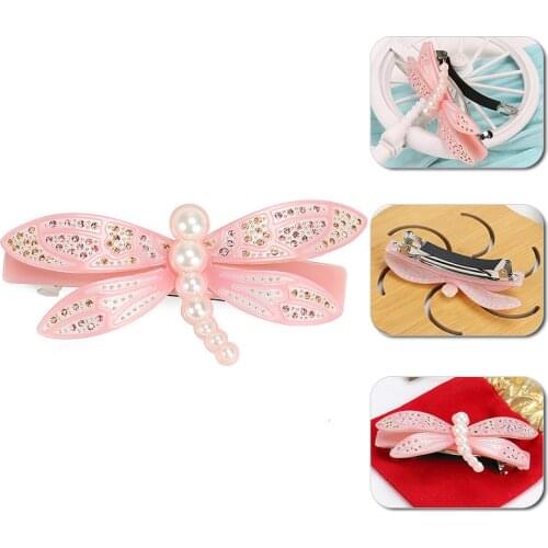 2021 New Style Dragonfly Hair Barrette Cellulose Acetate Hair Clips Pearl Hair Clip