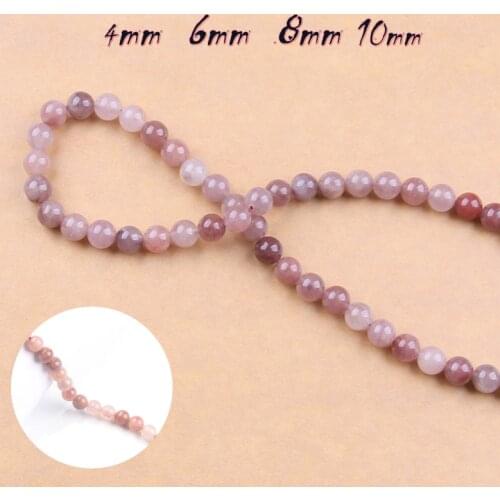 4/6/8/10mm Light Pink Round Crystal Beads DIY Fashion Bracelet Accessories