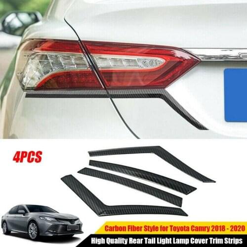 4X for Toyota Camry 2018-2021 Carbon Fiber Rear Tail Light Lamp Cover Trim Strip