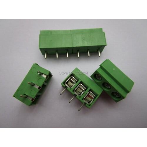 600 Pcs Green 3way/pin Pitch 5.0mm Screw Terminal Block Connector Wire Protector Type DC126V