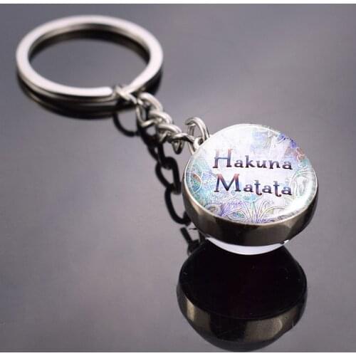 "Hakuna Matata" African Proverb Glass Ball Keychain Friendship Best Friend Couple Jewelry Christmas Gift for Friend Dropshipping