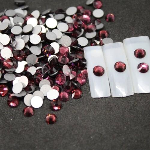 Amethyst SS6-SS8 Rhinestones Back Flat Round Nail Art Decorations And Stones Non Hotfix Rhinestones Crystals for DIY Glass