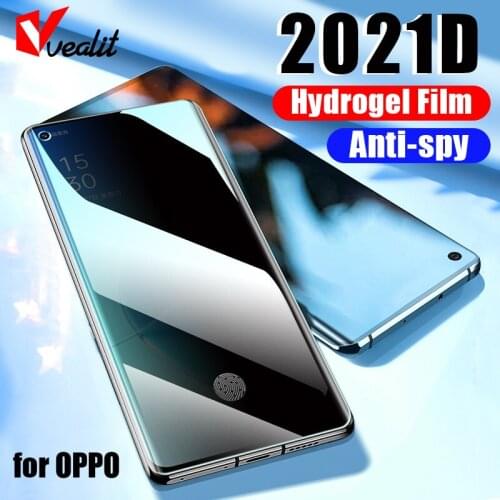 Anti-spy Full Curved Screen Protector For OPPO Find X3 X2 Neo Reno 3 4 5 6 Pro Plus Realme X7 Pro Ultra Privacy Hydrogel Film