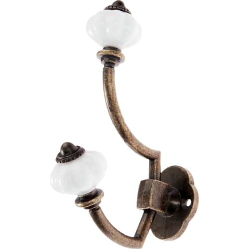 Antique Bronze Double Hook Wall Hanger with screws Acrylic Grip Europe Style Retro Hanging Hat Coat Bathroom Kitchen 125*95mm