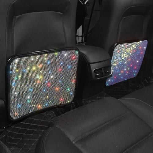 Car Crystal Rhinestone Anti Child Kick Pad Seat Back Anti Dirty Pads Universal Back Seat Protective Pad Diamond Cover Padding