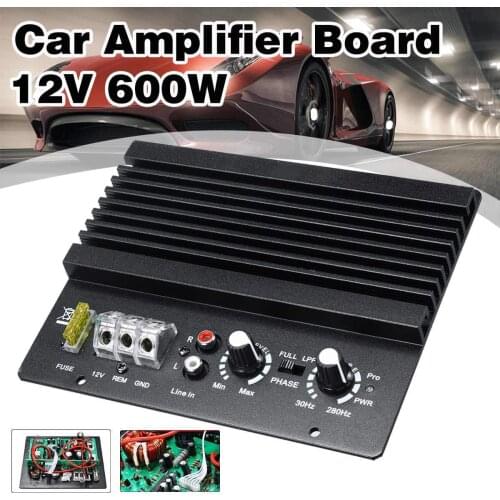 12V 600W Mono Car Audio Power Amplifier Powerful Bass Subwoofers Amp Car Amplifier Board Car Speaker Aux Subwoofer Amplifiers
