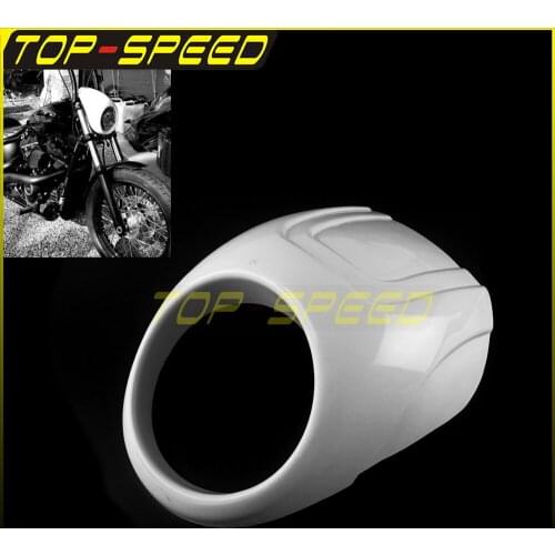 White ABS Plastic 5.75" Headlight Fairing Cafe Racer Front Light Mask for Harley Sportster Dyna FX/XL Narrow Glide 39mm Fork