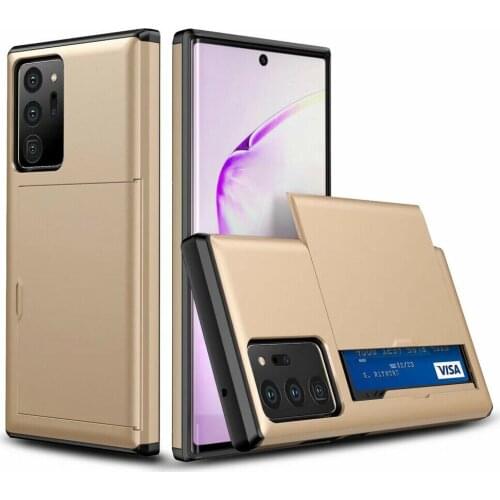 For Samsung Note 20 Ultra Case Wallet Credit Card Holder ID Slot Sliding For Galaxy Note20 Ultra Note20 Cover Armor Protective