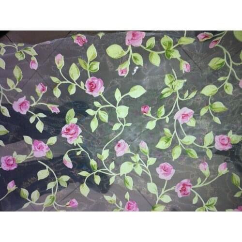 CS 44 Chic Room Floral Tulle Curtain fabric Window Door Balcony Lifting Sheer Valance lace Curtain fabrics custom diy Jacquard