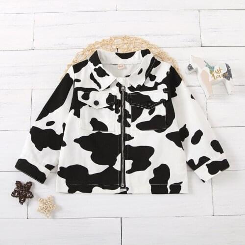 Baby clothes spring autumn cow black white print jacket outerwear baby fashion casual jacket 1-6 baby boy jacket jacket for girl
