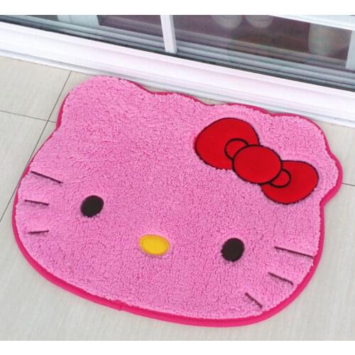 Flannel Velvet Holle-Kitty Floor-mat Memory Cotton Childrens Cute Cartoon Carpet Absorbent Footmat Bathroom Non-slip Carpet 1pc