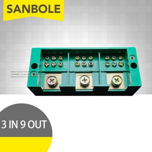 Three In Nine Out 3-in 9-out Terminal Block With Protective Cover Three-phase Distribution 380V Power Junction Box