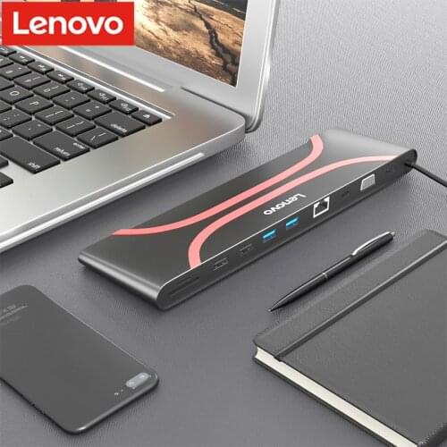 Lenovo USB 3.1 USB C Hub To VGA HDMI Adapter 4K Type-C Hub dock for Laptop PC Hub 3.0 TF SD card reader Slot PD for MacBook 2020