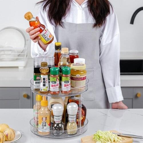 Multifunction 360 Degrees Rotating Turntable Storage Kitchen Ingredient Spice Jar Holder Cosmetics Home Bathroom Rack Organizer