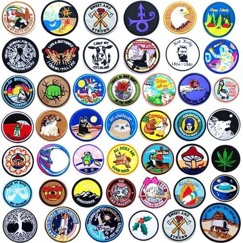 Mushroom Fly Rocket DIY Cloth Iron-On Embroidered Badges Abstract Kids Patches For Clothes Stickers Flower