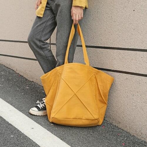 Pure Color Large-capacity Womens Canvas Bagone-shoulder Korean Shopping Bag, Handbag Clutch Crossbody Bag