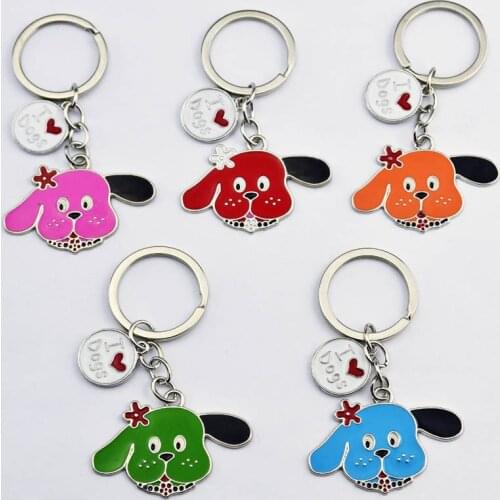 Pet shop wholesale pet pug cartoon key chain zinc alloy key chain Can print advertising logo 10pcs