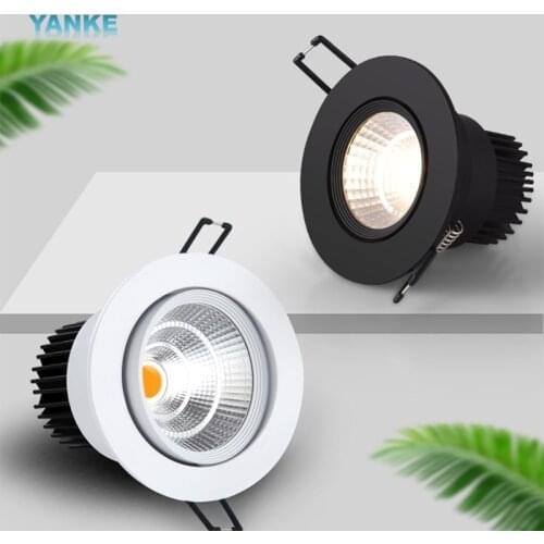 Dimmable round led spotlight embedded downlight AC86V~260V black and white ceiling light 3W~25W open-hole home lighting