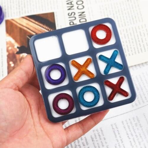 Handmade Tic-Tac-Toe chessboard mirror epoxy resin mold OX chessboard/chess piece silicone making mold DIY resin crafts250*213mm