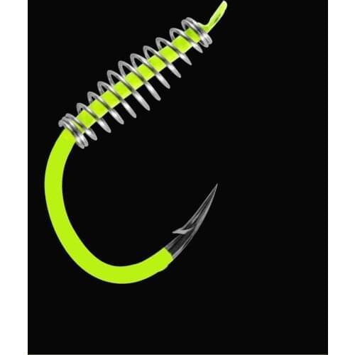 Fishing Soft Worm Hooks Fluorescent Light Wide Super Lock Fishhooks With Spring High-Quality 30pcs in a box