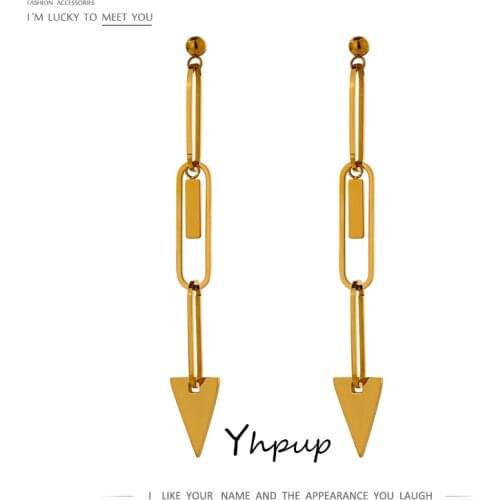 Yhpup Statement Stainless Steel Geometric Dangle Earrings Minimalist Metal 18 K Fashion Gold Color Earrings Jewelry Girl Gift