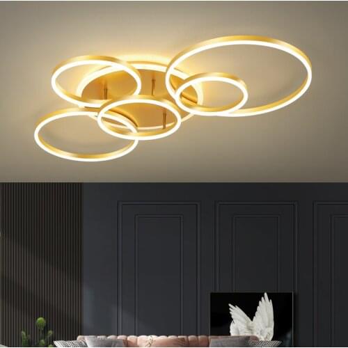 Modern Led Gold Black Chandeliers With Remote Control Round Acrylic Ceiling Lamp Lighting Decor For Living Room Bedroom Kitchen