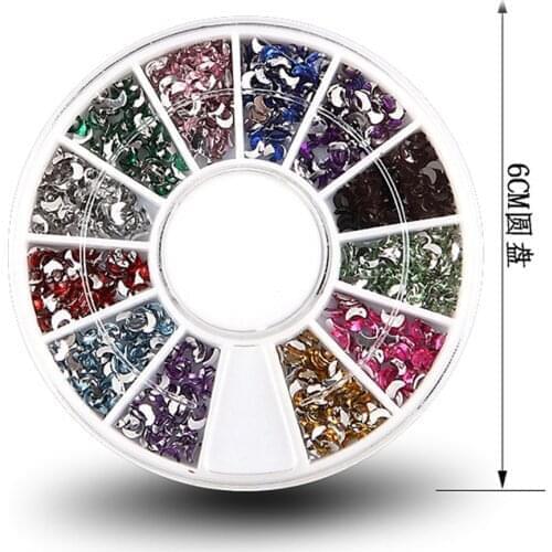 Many Shapes Nail Rhinestone Gold Silver Mixed Colorful Crystal Nail Studs Nail Beads 3D Nail Art Accessories In Wheel Box