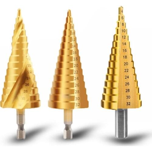4-32mm Drill Bit HSS Titanium Coated Step Drill Wood Set Power Tools for Metal High Speed Steel Hole Cutter Center Drills