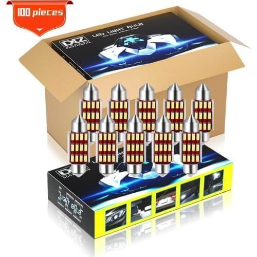 DXZ 100Pcs C5W C10W LED Bulbs Canbus Festoon-31MM 36MM 39MM 41MM 4014 chip Car Interior Dome Light Reading Light Auto Lamp 12V