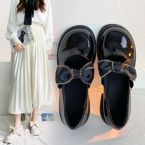 Women Oxford Shoes Patent Leather Mary Janes Shoes Big Bow Princess Shoes For Girls Low Heels Casual Shoe Shallow Lolita 9318G