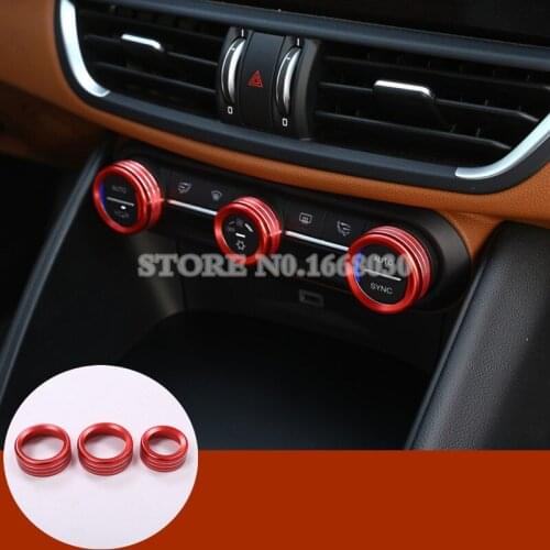Inner Air Condition Knob Trim Cover 3pcs Red Colour For Alfa Romeo Giulia 2017-2020 Car accesories interior Car decoration